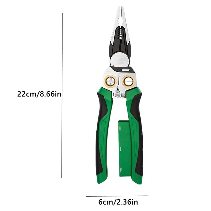 Juksun multifunkciós fogó 8 funkcióval, rozsdamentes acél, zöld, 22cm