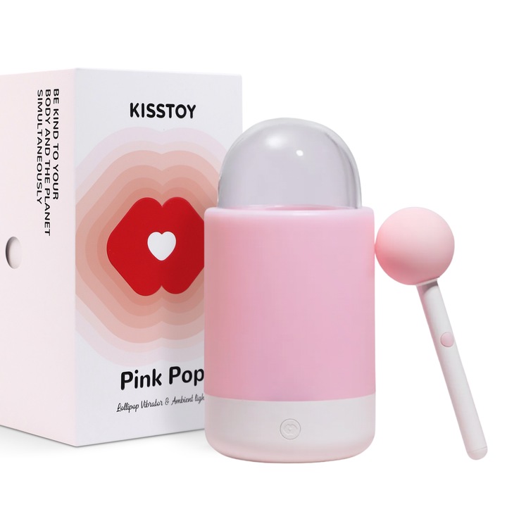 Kisstoy Pink Pop csiklóvibrátor, mini, 10 rezgésmód, szilikon, vízálló, teljes készlet