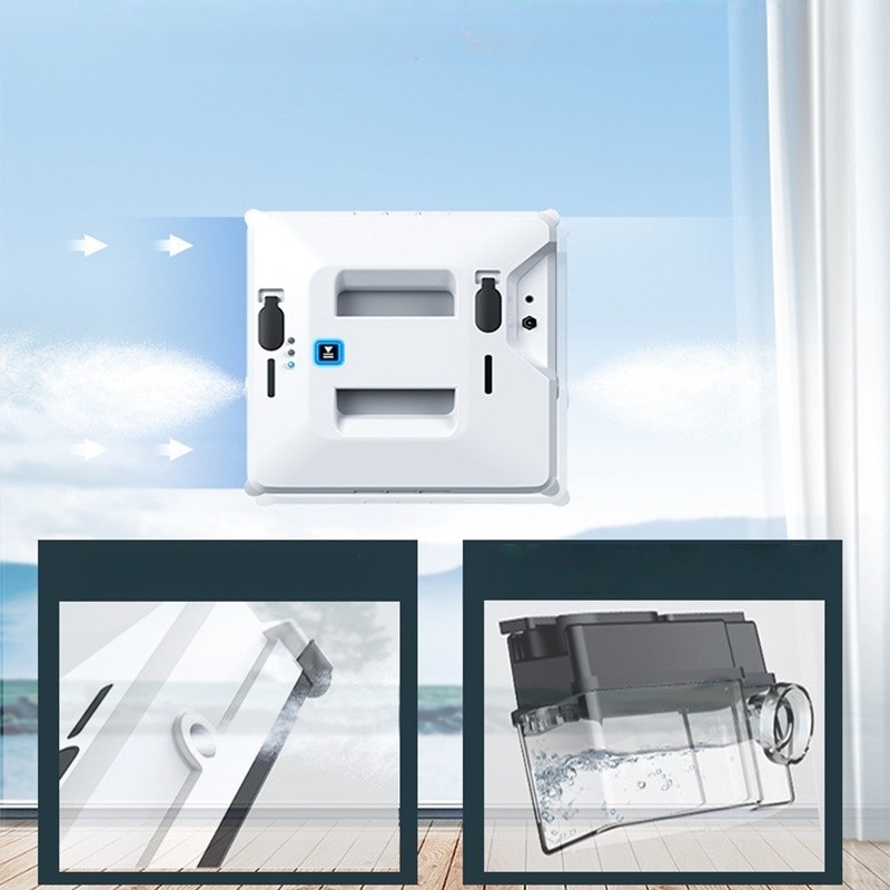 Robot de curatare a geamurilor, 80W, pulverizare inteligenta de apa, 3000Pa, protectie UPS la intreruperea alimentarii, 6, 5 cm, alb