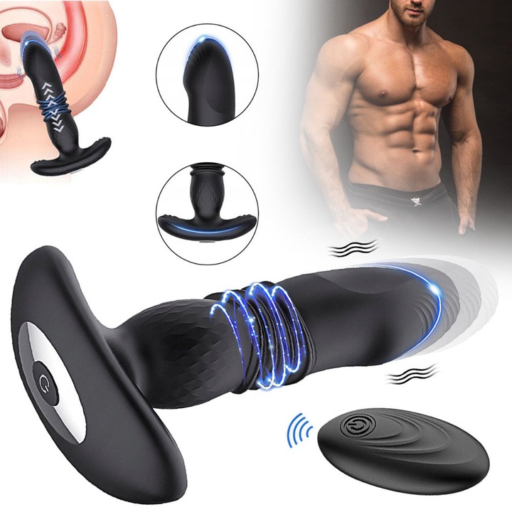 Анален вибратор с дистанционно управление, CHOOLY, 6 режима на вибрация, силикон, водоустойчив, черен