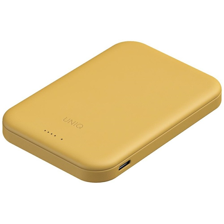 Baterie externa UNIQ Lyden Lexa cu MagSafe, 5000mAh, 20W, USB-C, Galben
