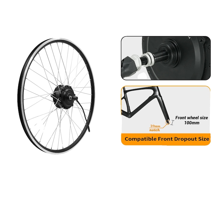 Kit de conversie E-Bike, motor fara perii 36V 250W, accesorii complete, 27.5 inch