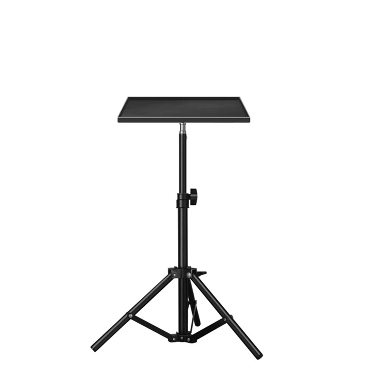 OEM Univerzális Projektor/Laptop Állvány Fém Tálcával, 25x18 cm, 1/4” Menettel, Állítható Magasság 50–110cm, Összecsukható, Stabil, Projektorhoz, Laptophoz, DSLR-hez, DJ-hez, maximum 2kg-ig