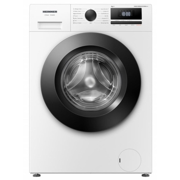Masina de spalat rufe slim Heinner HWM-HME6012IVSMA+++, 6 kg, 1200 rpm, Clasa A, Motor inverter, 15 programe, Display digital, Program rapid 15 min, Program allergy steam, Program