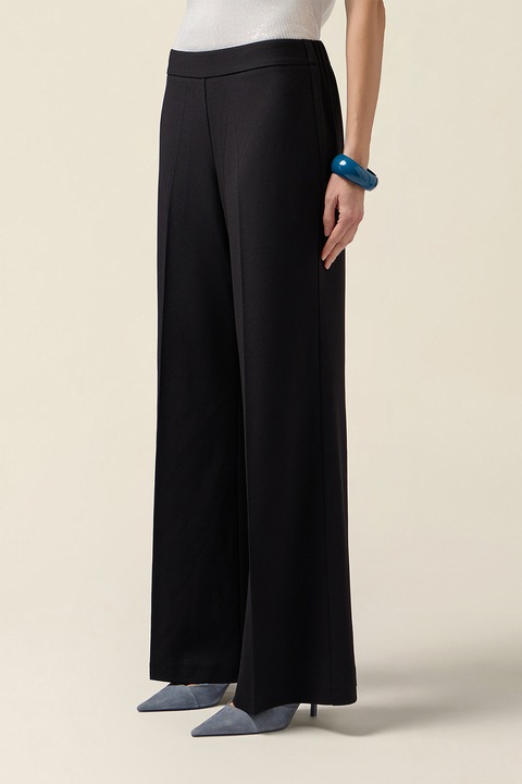 Oltre, Pantaloni palazzo cu detalii pensa, Negru