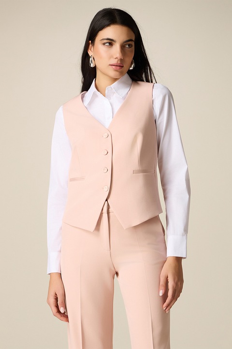 Oltre, Vesta cu decolteu in V si nasturi, Roz somon, 36