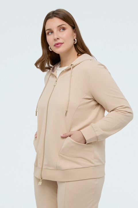 Fiorella Rubino, Hanorac regular-fit cu model uni, Bej deschis