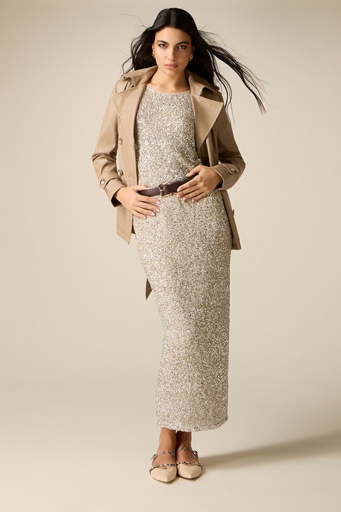 Oltre, Fusta lunga cu slit pe partea din spate, Auriu