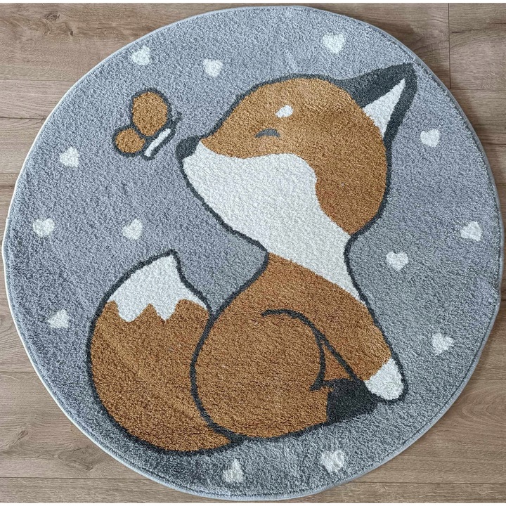 Covor Copii, Sinelton, 100 Kol - Ser123, 100 cm x 100 cm x 14 mm, Forma Cerc, Tip Cu Fir Scurt, Certificat Oeko-Tex Standard 100, Material 100% Polipropilen Soft, Multicolor