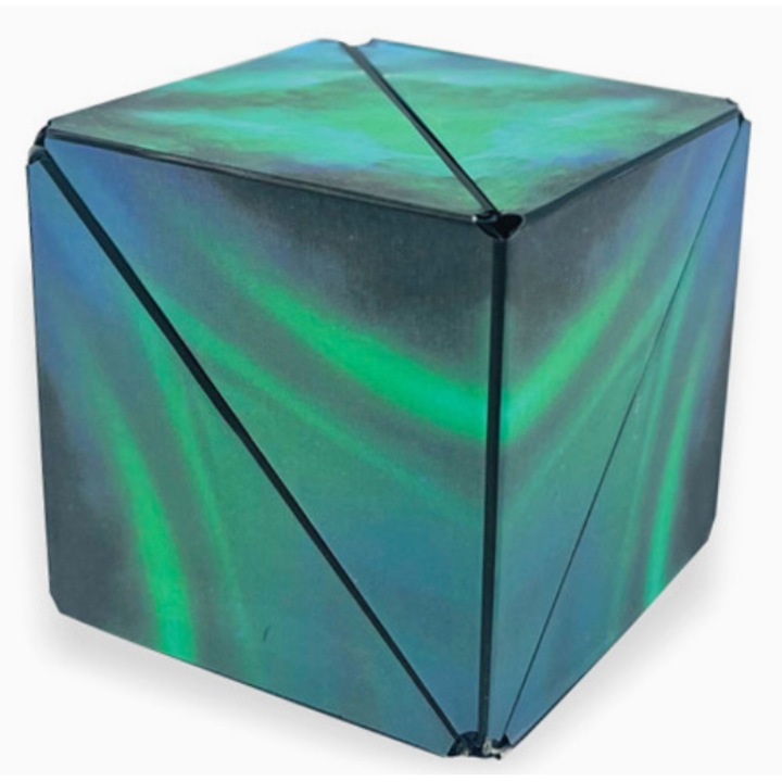 Cub Magic Magnetic Eclatiana®, Puzzle Geometric 3D Interactiv pentru Relaxare si Dezvoltare IQ, Dimensiune Mare Verde de Padure, 131g