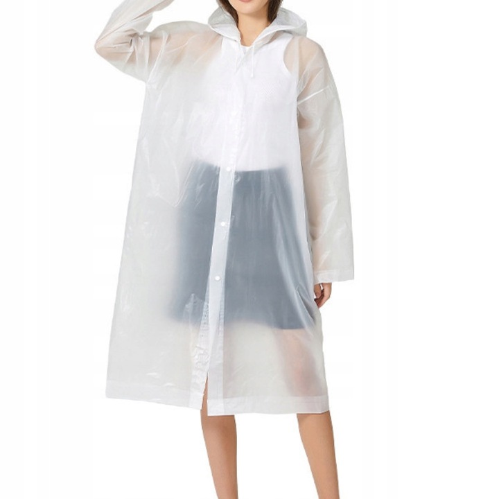 Esőkabát, SNM, 115 cm hosszúságú, vízálló, fehér, uniszex
