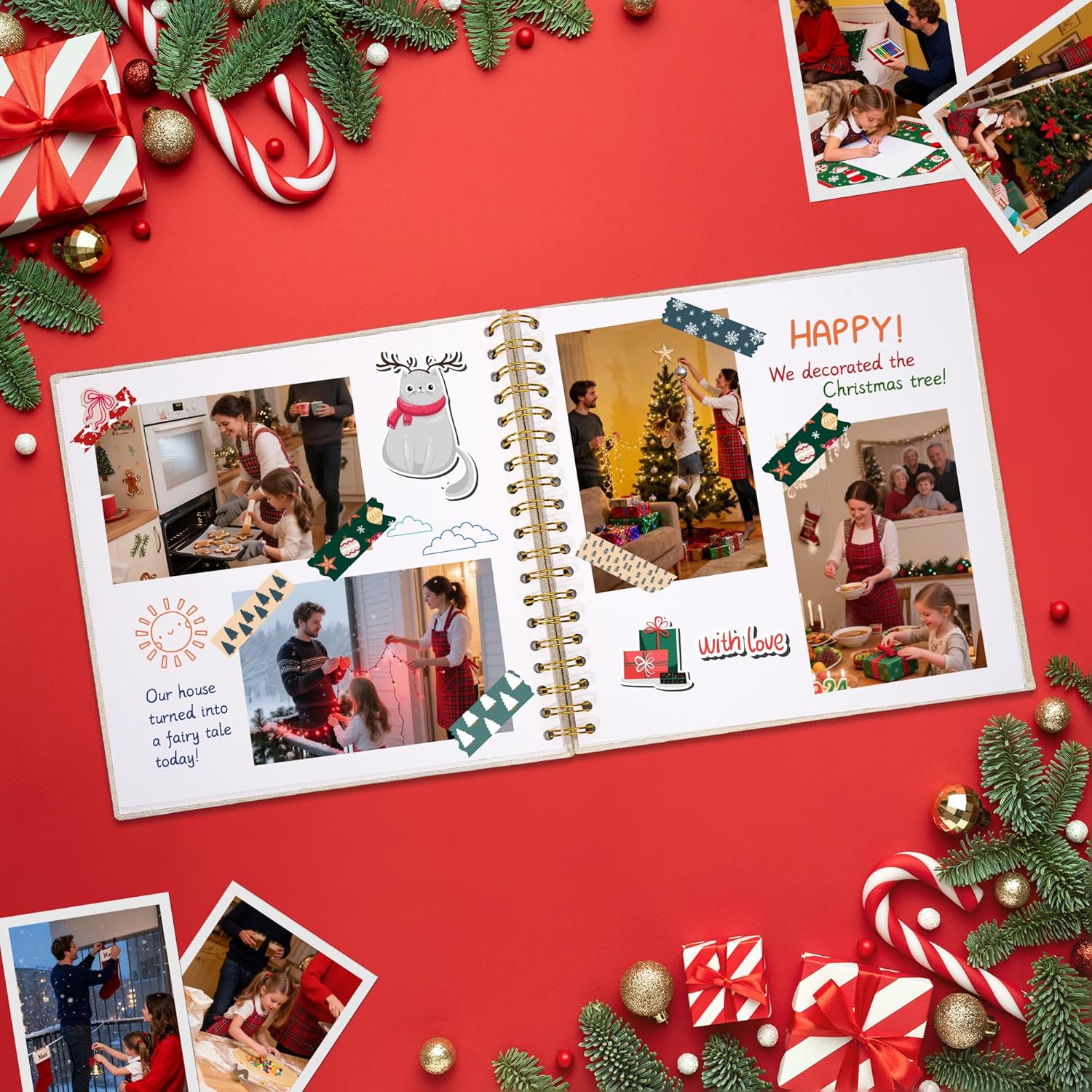 Album foto creativ, Carte memorie DIY, Hartie fara acid, lenjerie, 40 ...