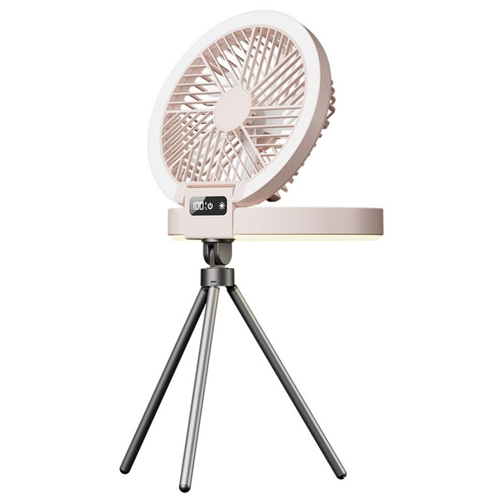 Ventilator inteligent pliabil cu aromaterapie, ORBER, 5 trepte viteza, roz, portabil