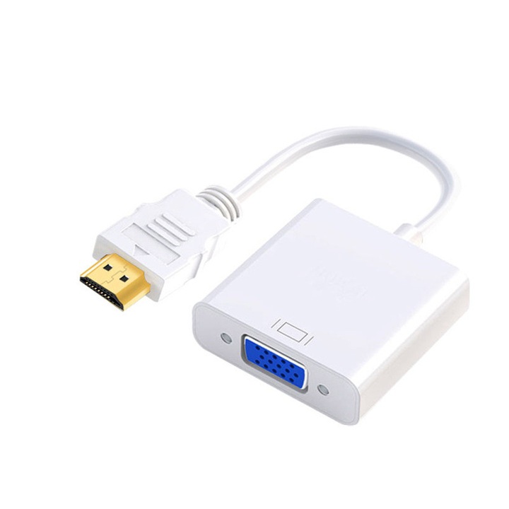Convertor HDMI la VGA, alb, 1080P, audio-video integrat