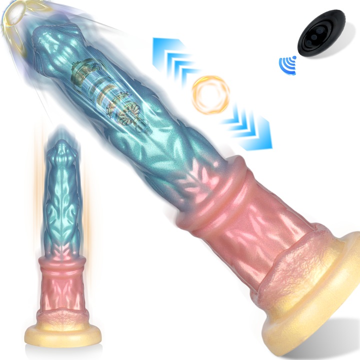 Vibrator Dildo Thrusting HANITUOR Jucarie Sexuala 3 in 1 cu Incarcare Magnetica Incalzire, 10 Moduri de Vibratie si impingere, Cupa de ventuza puternica, Jucarie Anale pentru Punct G,25x6cm, Verde