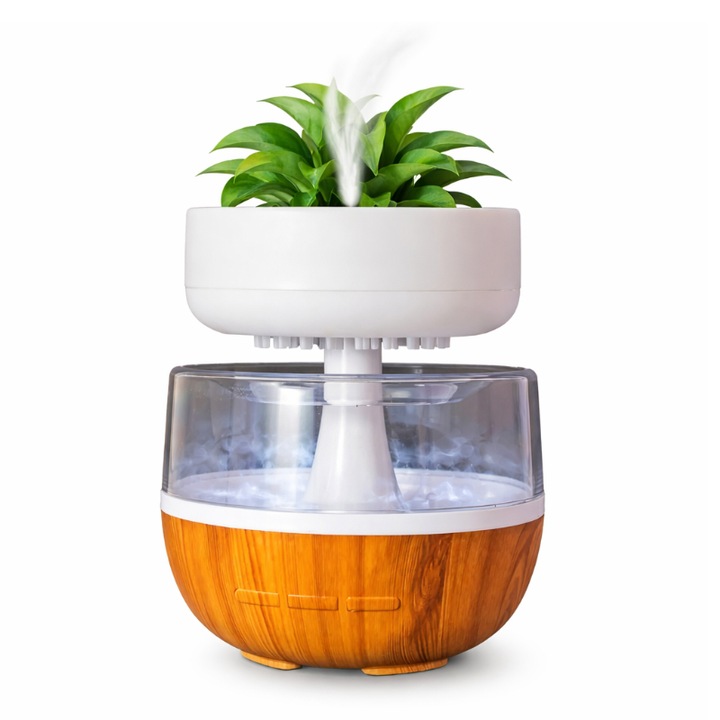 Difuzor Aromaterapie HOZRO, ultrasunete, design natural elegant, capacitate rezervor 130 ml, multicolor