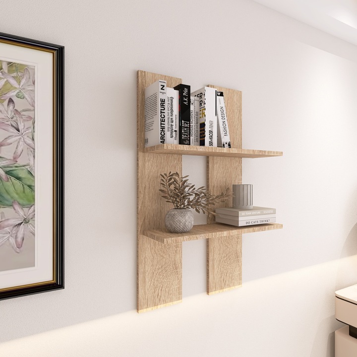 Raft perete, H60xA20xL40cm, culoare Stejar Sonoma, pal 18mm