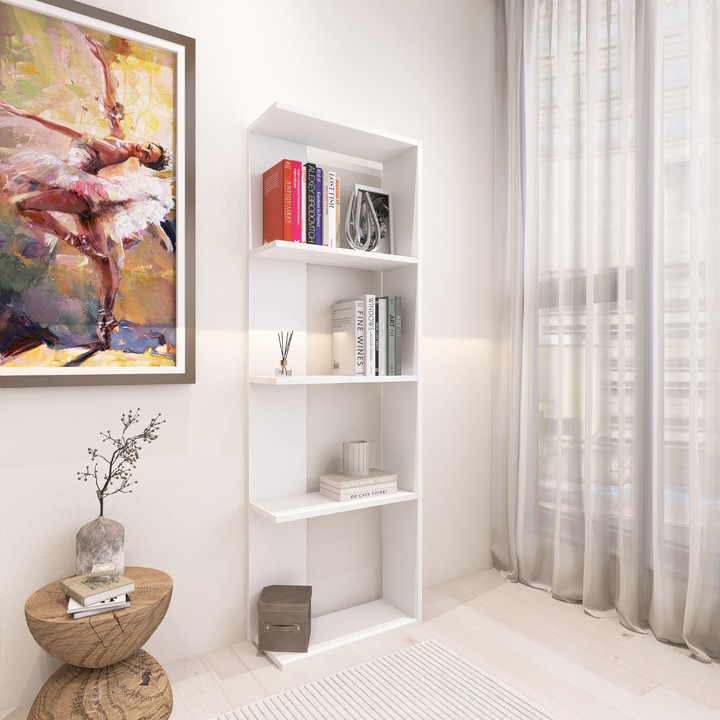 Raft perete, 5 rafturi, alb, 160x21x40cm