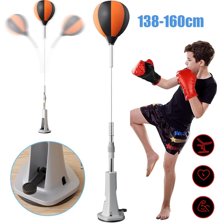 Boxzsák reflexlabdával, CHOOLY, állítható 138-160 cm, PU bőr, felszerelés szett