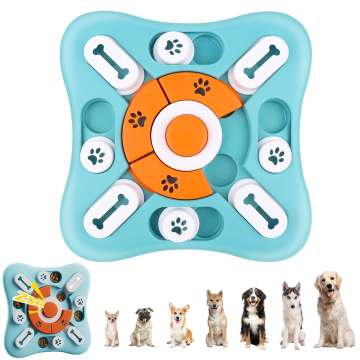 Interaktív Macskajáték, Jutalomkiadó, 16 Rejtett Rekesszel, Fejleszti az Intelligenciát, Enyhíti a Szorongást, Serkenti a Természetes Vadászösztönt, Kék