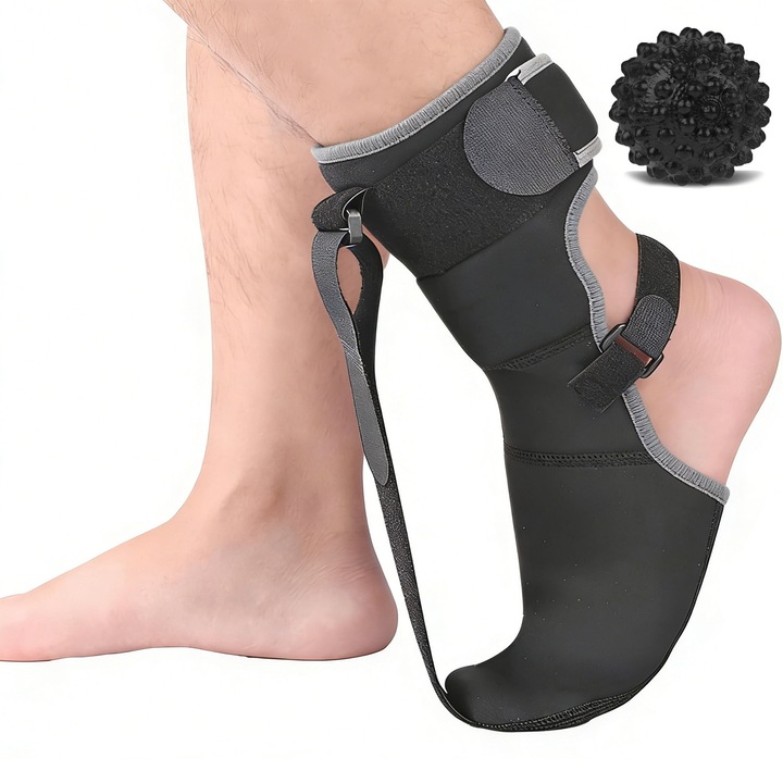 Corector de eversiune a piciorului, Centura de Intindere a ligamentului, Minge de presopunctura senzoriala cu varfuri de masaj, Negru