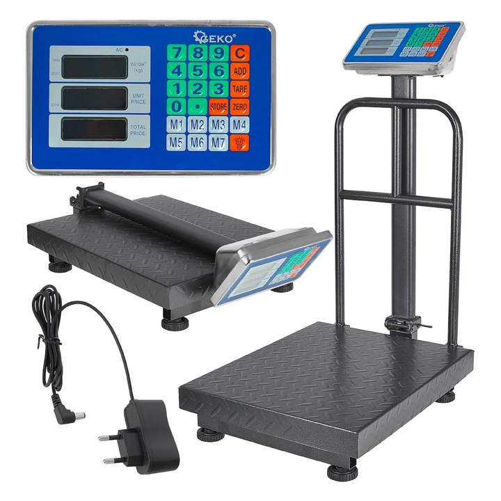 Cantar comercial Geko, 300 kg, afisaj LED, platforma 40x50cm