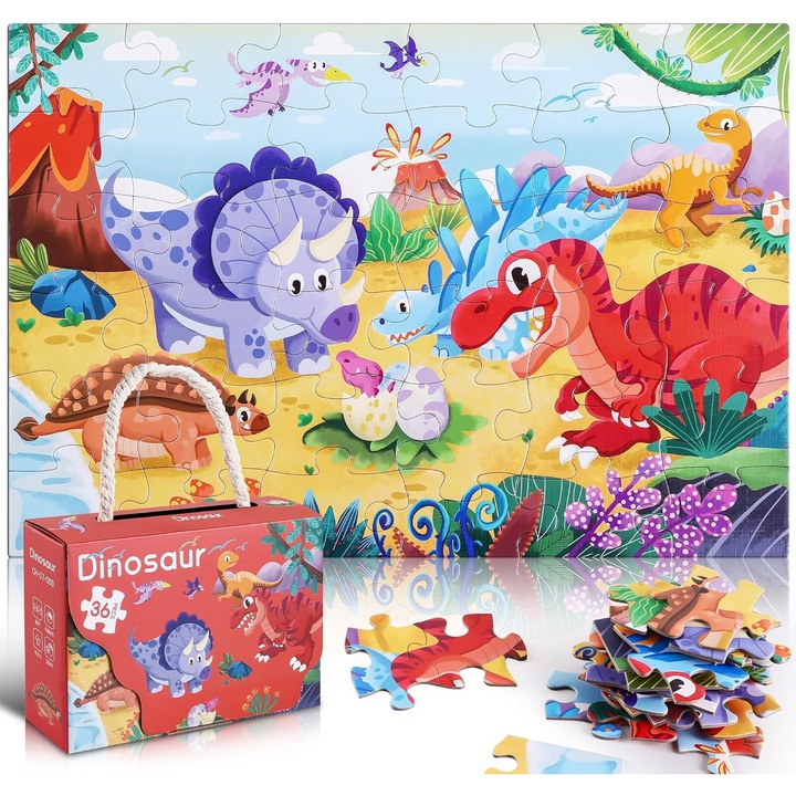 Gyermek puzzle, 36 darabos, dinoszaurusz téma, 15x10 hüvelyk, oktató