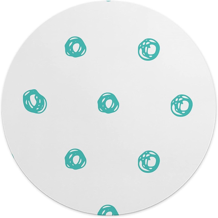 Mousepad Rotund 22 cm – Eleganta Minimalista cu Buline Turcoaz