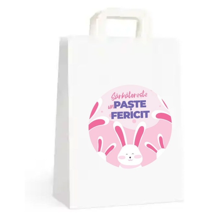 Set de 10 pungi cadou cu tematica de Paste, Gamma Print, alb, 18x9x25cm