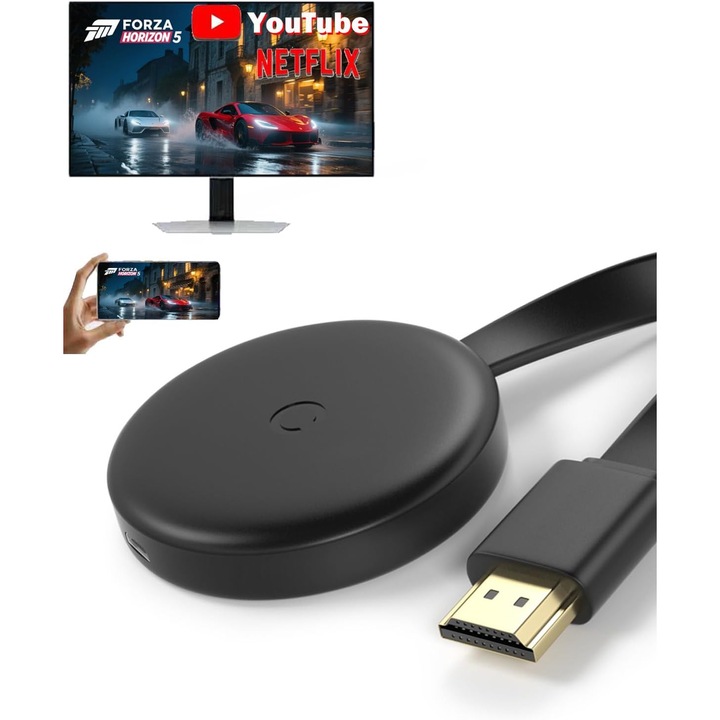 Adaptor HDMI wireless Green Leaf, 1080P, 2.4G+5.8G, compatibilitate extinsă, portabil