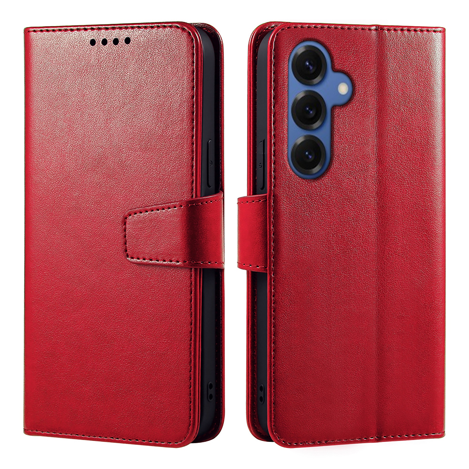 Husa pentru Samsung Galaxy S25, Omelivon, piele fina, Diary Book, tip carte, cu Portofel Interior, stand, Inchidere Magnetica, Antisoc, Rosu