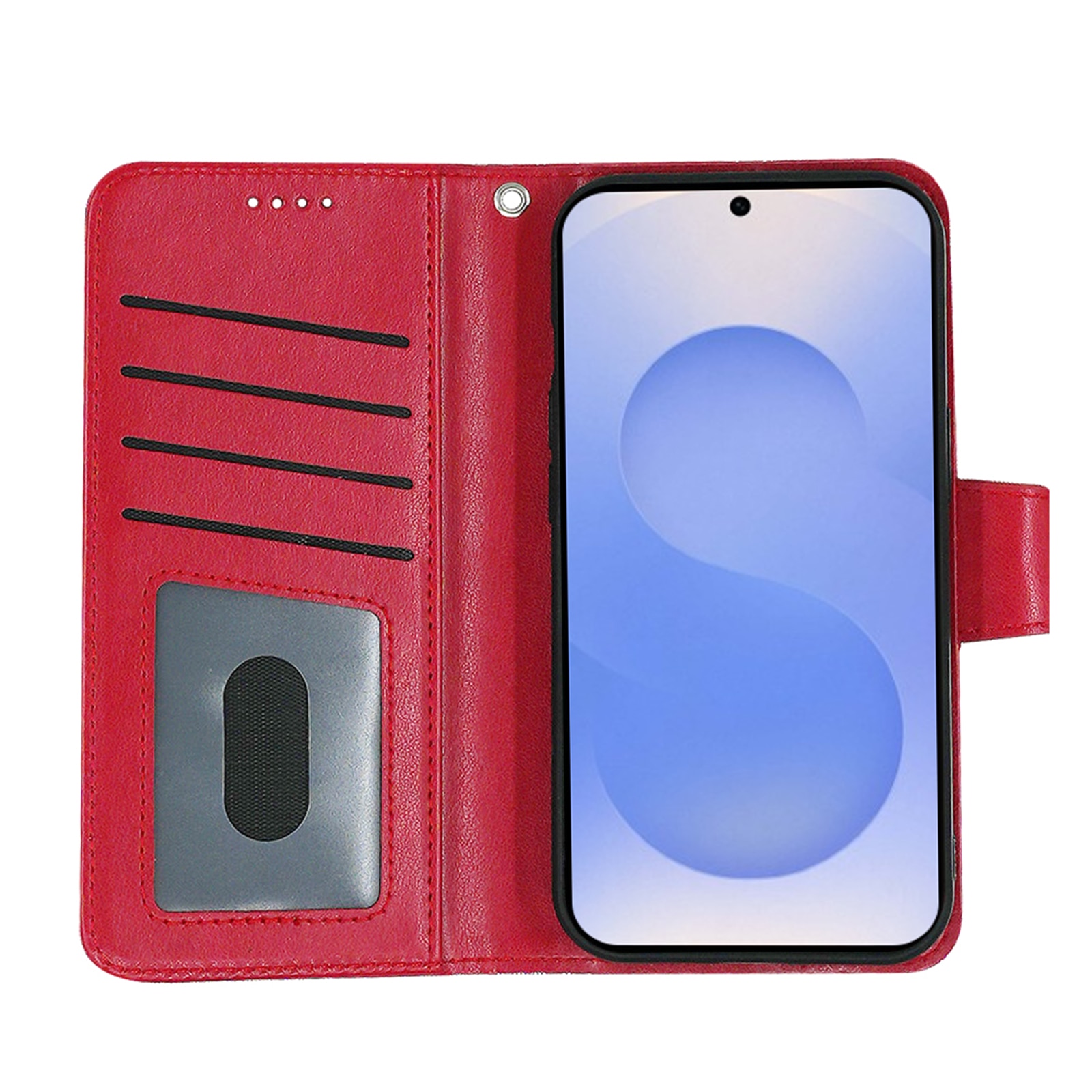 Husa pentru Samsung Galaxy S25, Omelivon, piele fina, Diary Book, tip carte, cu Portofel Interior, stand, Inchidere Magnetica, Antisoc, Rosu