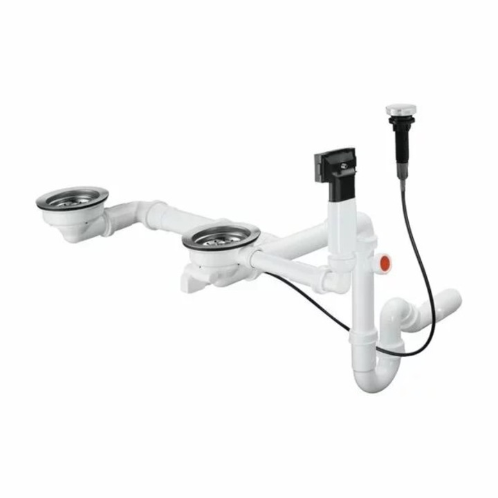 Sifon automat Hansgrohe D17 11 pentru chiuveta din granit cu doua cuve