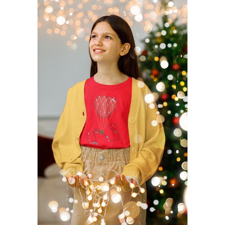 Gyerek póló 100% pamut uniszex Valentin-napi kollekció 93425, Piros