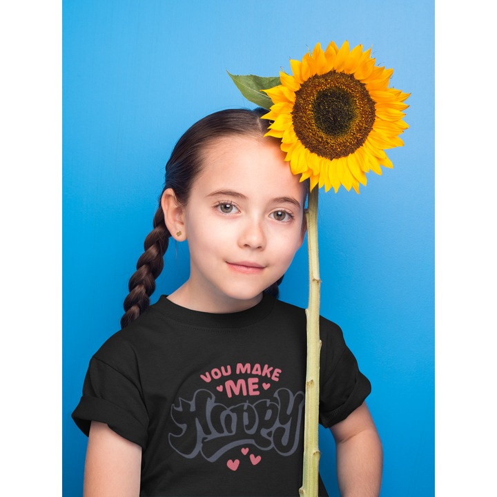 Gyermek póló 100% pamut uniszex Valentin-napi kollekció 93410, Fekete