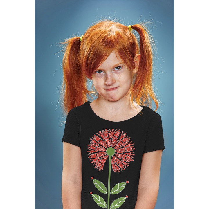 Gyerek póló 100% pamut unisex Valentin napi kollekció 93390, Fekete