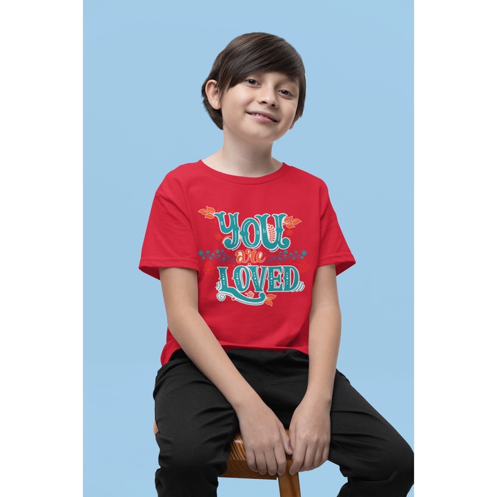 Gyermek póló 100% pamut unisex Valentin napi kollekció 93371, Piros