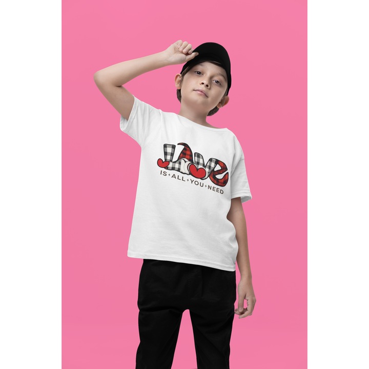 Póló gyerek 100% pamut uniszex Valentin-napi kollekció 93366, Fehér
