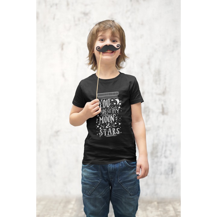 Gyermek póló 100% pamut unisex Valentin napi kollekció 93351, Fekete