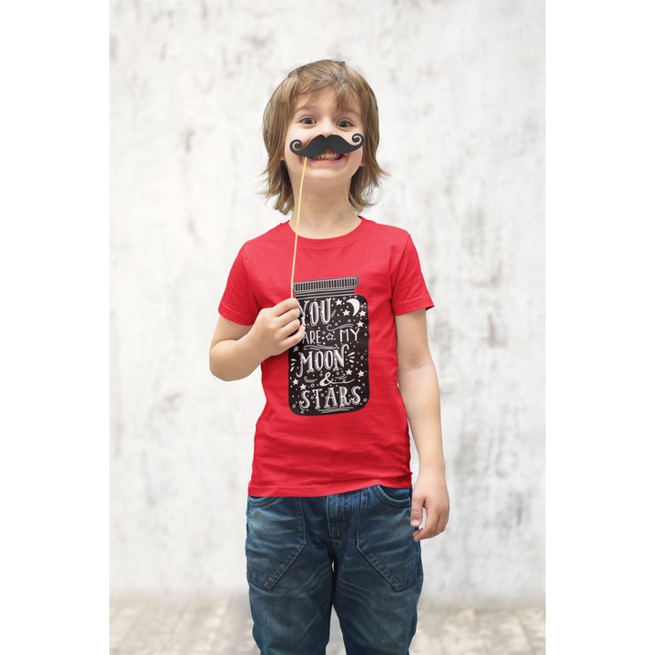 Gyermek póló 100% pamut unisex Valentin napi kollekció 93351, Piros