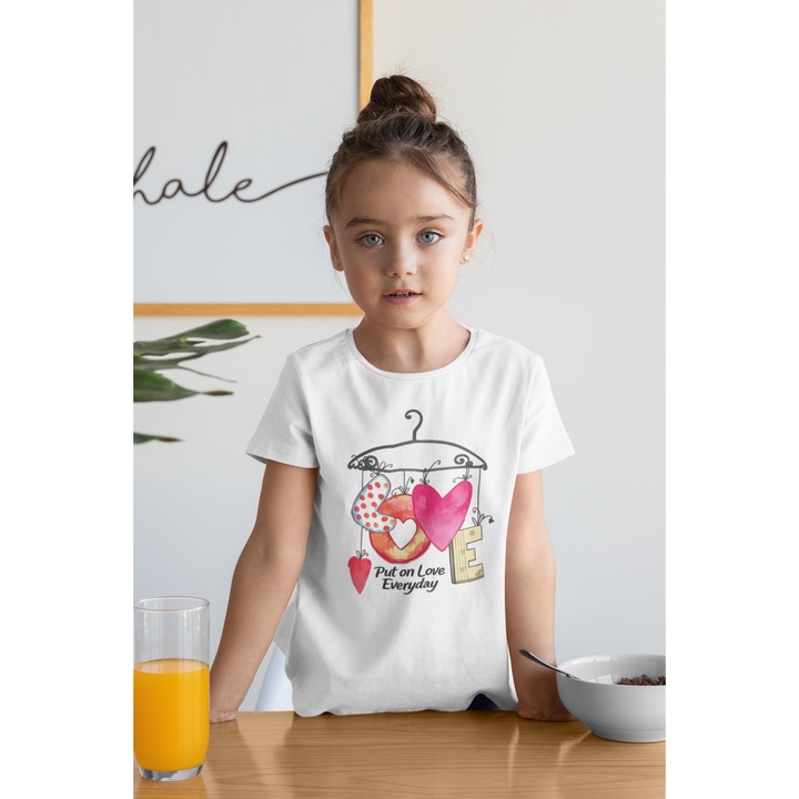 Gyermek póló 100% pamut uniszex Valentin-napi kollekció 93320, Fehér