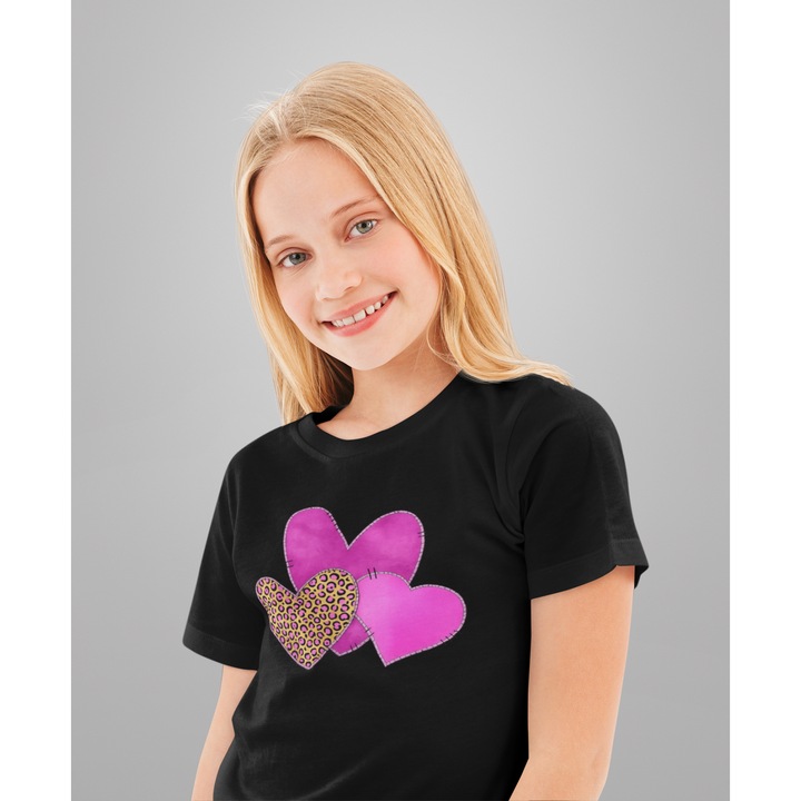 Gyerek póló 100% pamut unisex Valentin napi kollekció 93298, Fekete