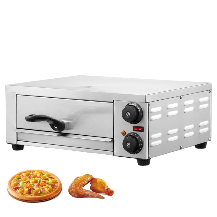 Cuptor electric pentru pizza, 12 inch, 1500W, temperatura 122F-662F, timer 0-120 minute