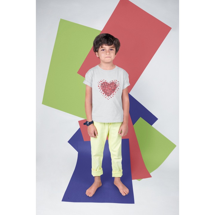 Gyerek póló 100% pamut unisex Valentin napi kollekció 93287, Fehér