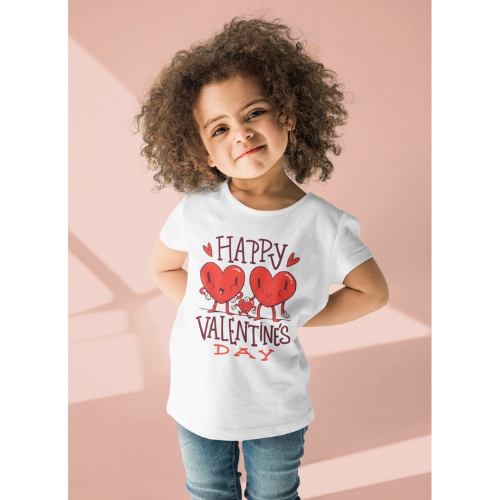 Gyerek póló 100% pamut uniszex Valentin-napi kollekció 93261, Fehér