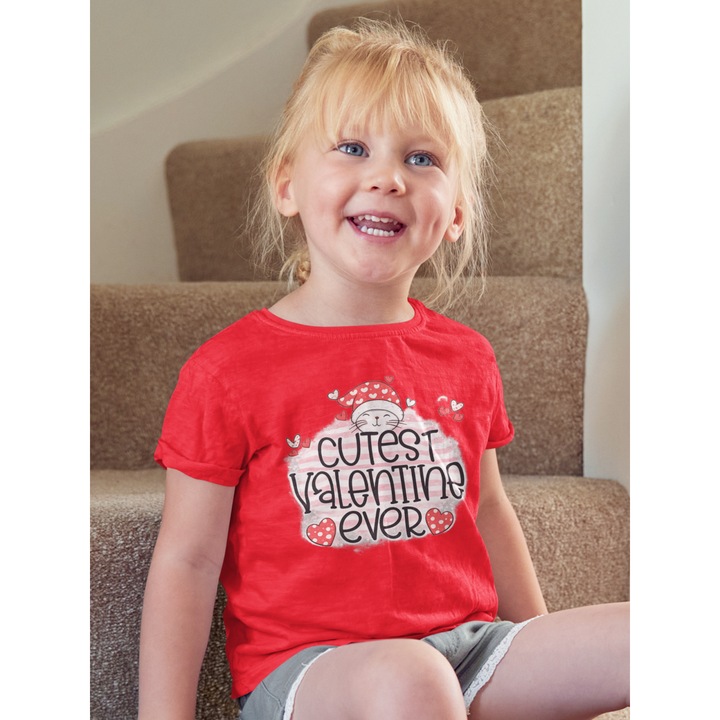 Gyerek póló 100% pamut uniszex Valentin-napi kollekció 93237, Piros