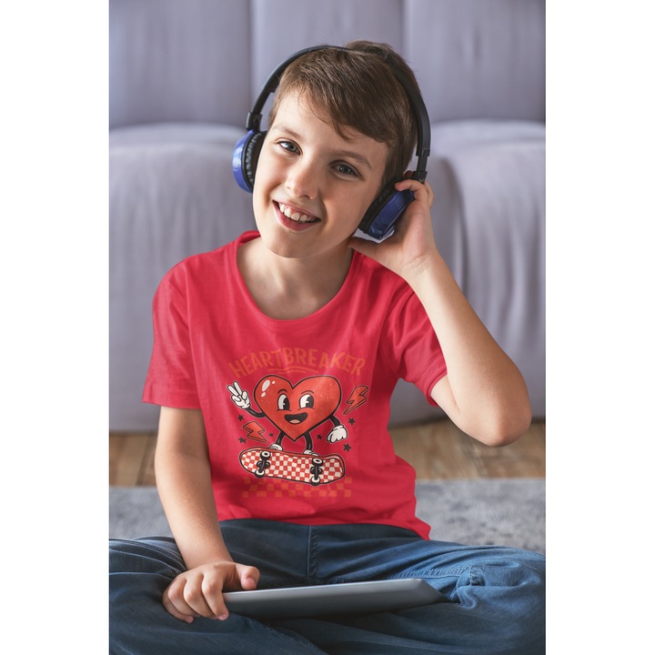 Gyerek póló 100% pamut uniszex Valentin-napi kollekció 93216, Piros