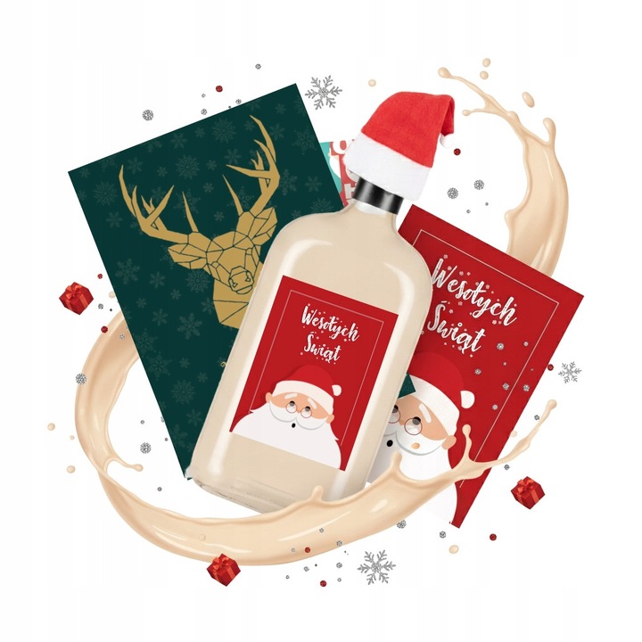 5 db CLASIC 500 ml-es üveg karácsonyi címkékkel, dugóval és Mikulás sapkával