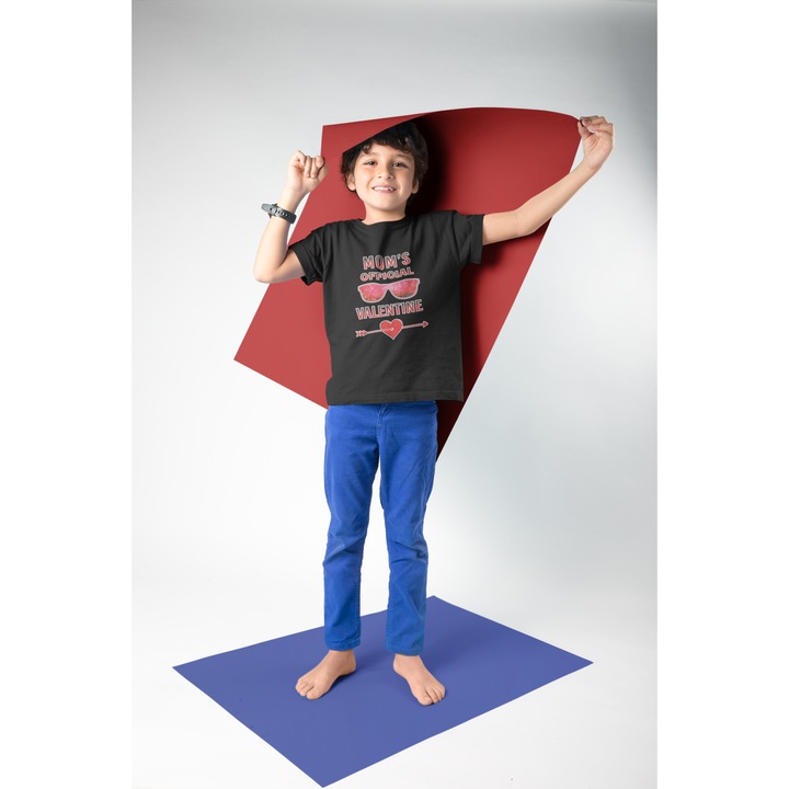 Gyermek póló 100% pamut unisex Valentin napi kollekció 93184, Fekete