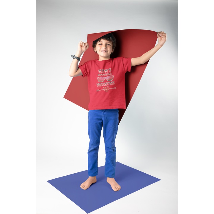 Gyermek póló 100% pamut unisex Valentin napi kollekció 93184, Piros